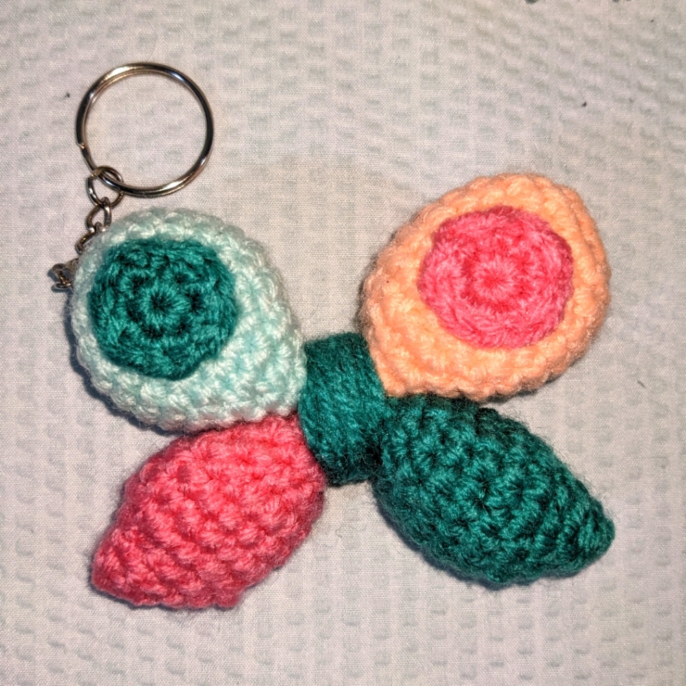 🦋 NEW Butterfly Keychain Crochet Backpack Tag Boho Cottagecore HANDCRAFT